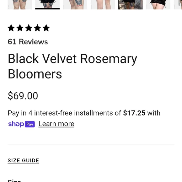 Black Velvet Rosemary Bloomers - Picture 3 of 3